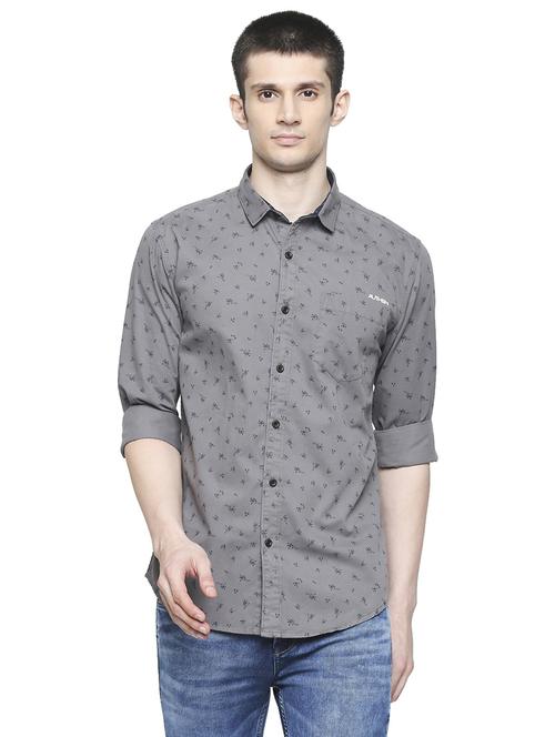 grey floral casual shirt - 17691741 - Standard Image - 1