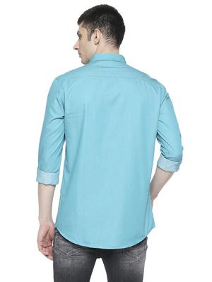 light blue solid casual shirt - 17691744 - Standard Image - 3