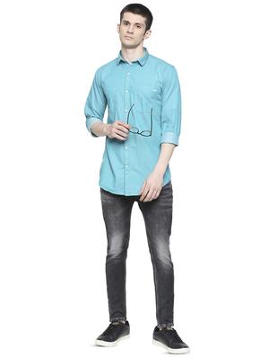 light blue solid casual shirt - 17691744 - Standard Image - 4