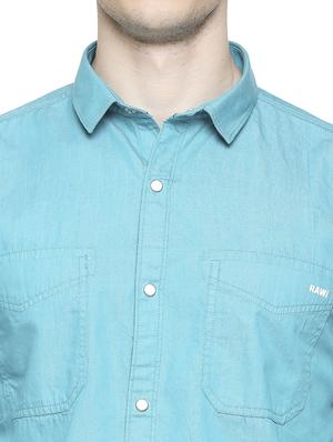 light blue solid casual shirt - 17691744 - Standard Image - 5
