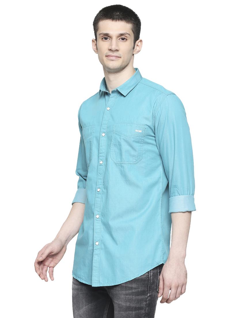 light blue solid casual shirt - 17691744 - Zoom Image - 2