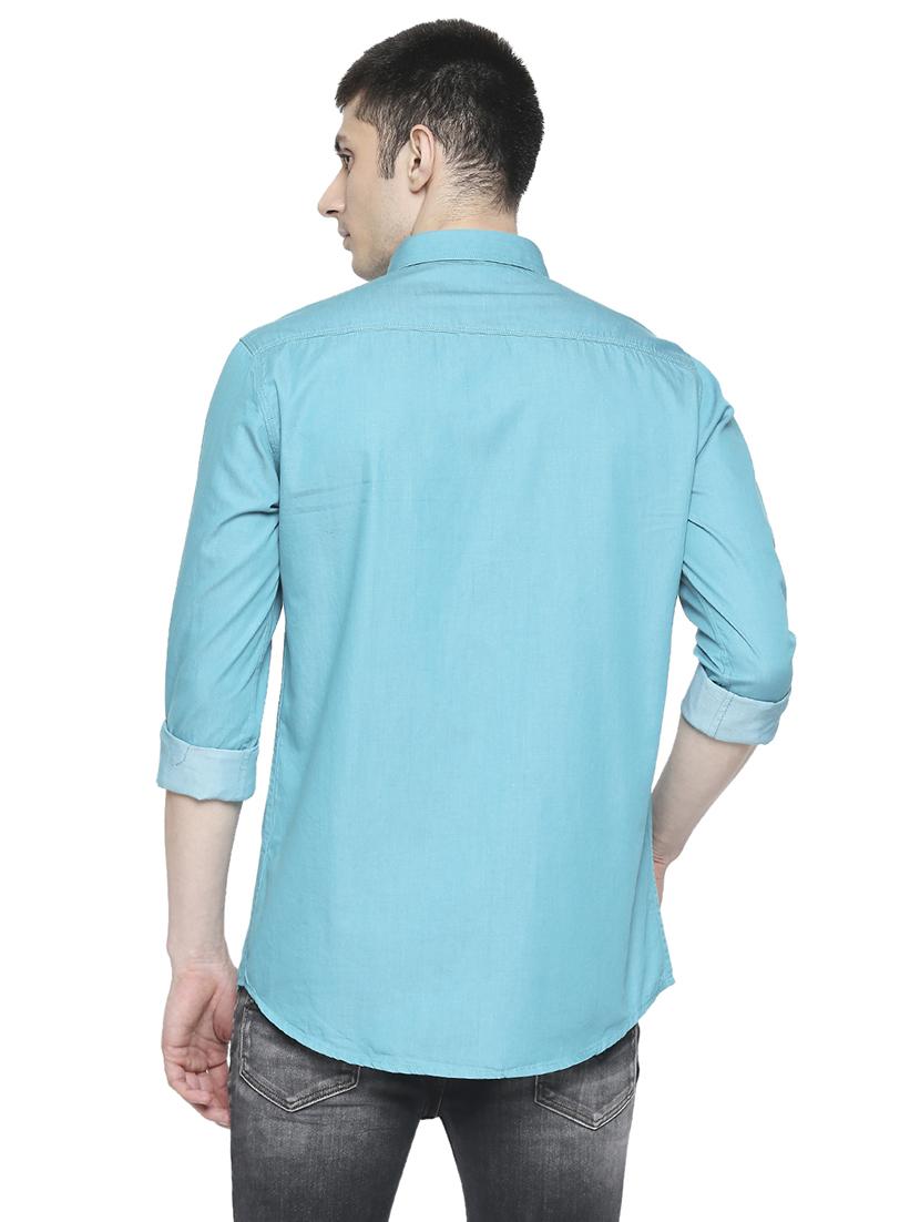 light blue solid casual shirt - 17691744 - Zoom Image - 3