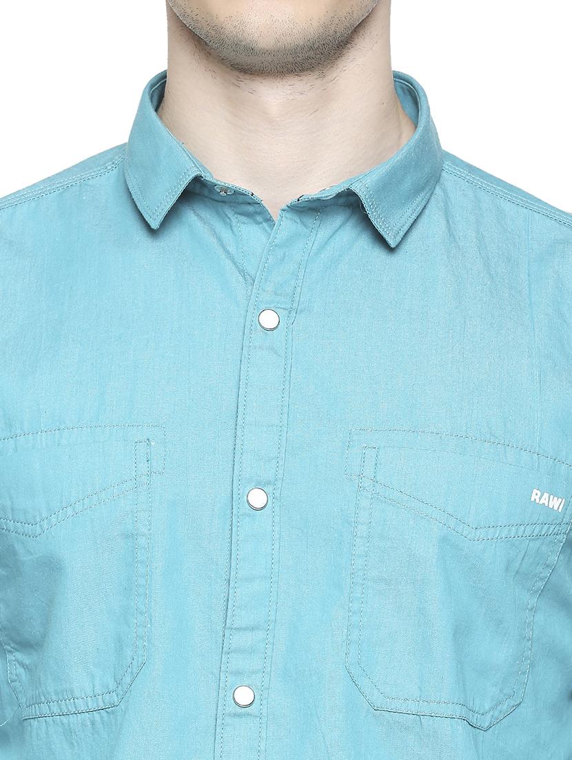 light blue solid casual shirt - 17691744 - Zoom Image - 5