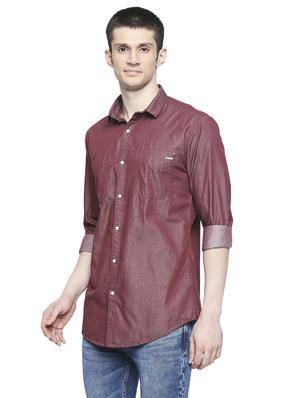 maroon solid casual shirt - 17691747 - Standard Image - 2