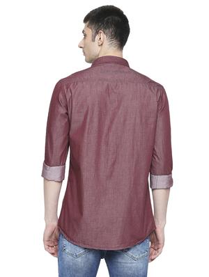 maroon solid casual shirt - 17691747 - Standard Image - 3