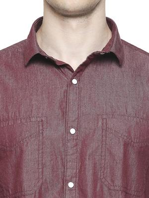 maroon solid casual shirt - 17691747 - Standard Image - 5