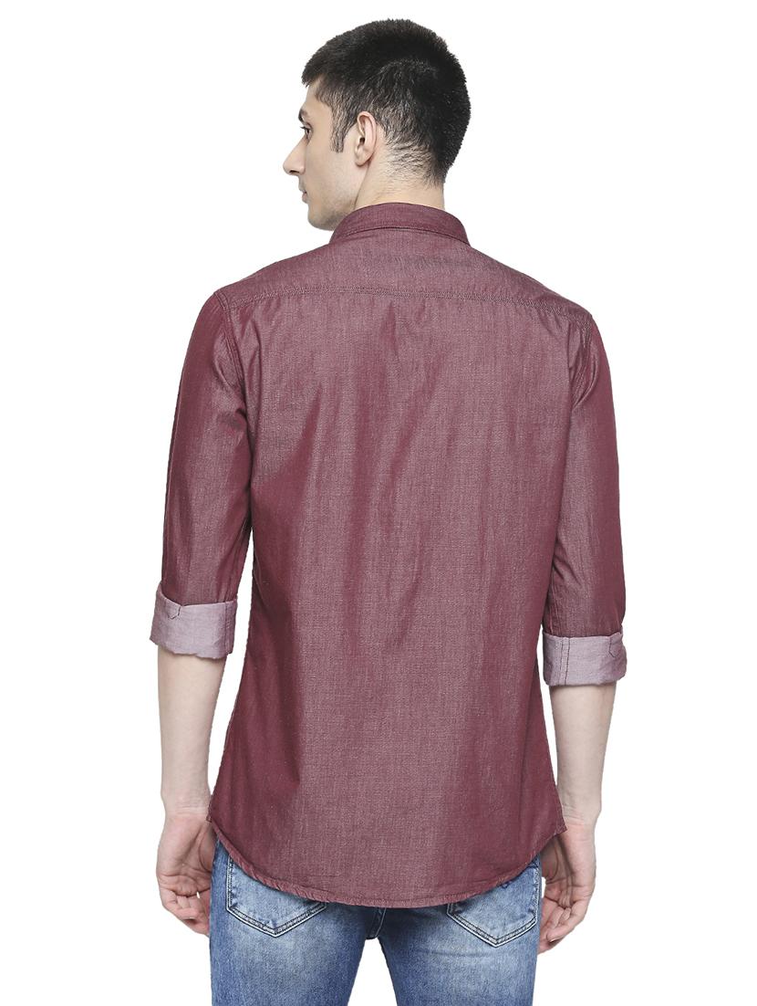 maroon solid casual shirt - 17691747 - Zoom Image - 3