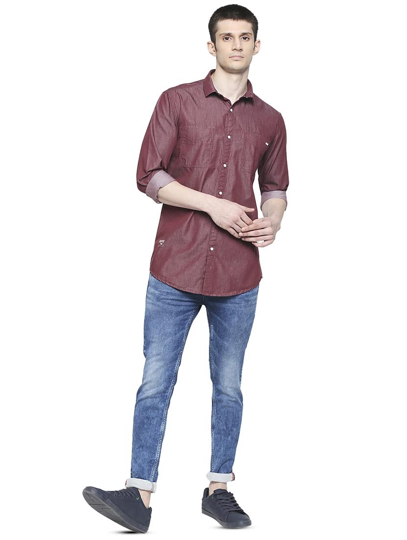 maroon solid casual shirt - 17691747 - Zoom Image - 4