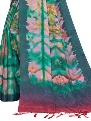 tie & dye printed saree with blouse - 17691764 - Standard Image - 4