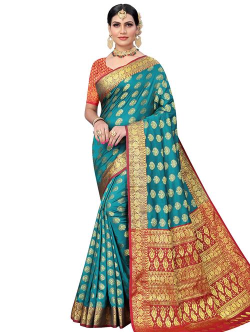jacquard kanjivaram saree with blouse - 17691815 - Standard Image - 1