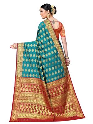 jacquard kanjivaram saree with blouse - 17691815 - Standard Image - 2