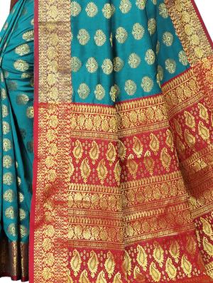 jacquard kanjivaram saree with blouse - 17691815 - Standard Image - 4