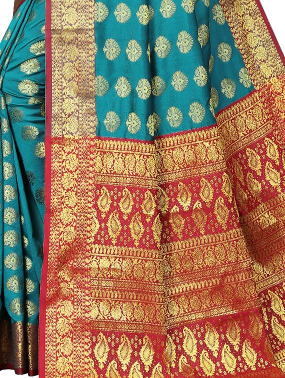 jacquard kanjivaram saree with blouse - 17691815 - Zoom Image - 4