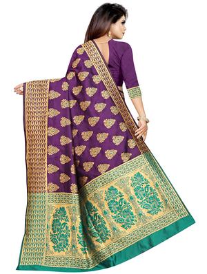 jacquard banarasi saree with blouse - 17691831 - Standard Image - 2