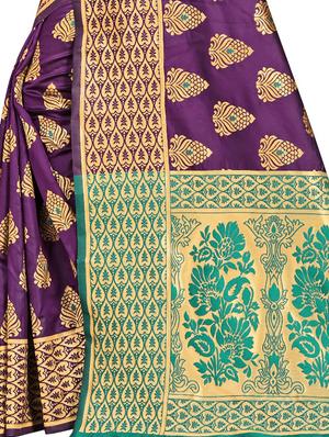 jacquard banarasi saree with blouse - 17691831 - Standard Image - 4