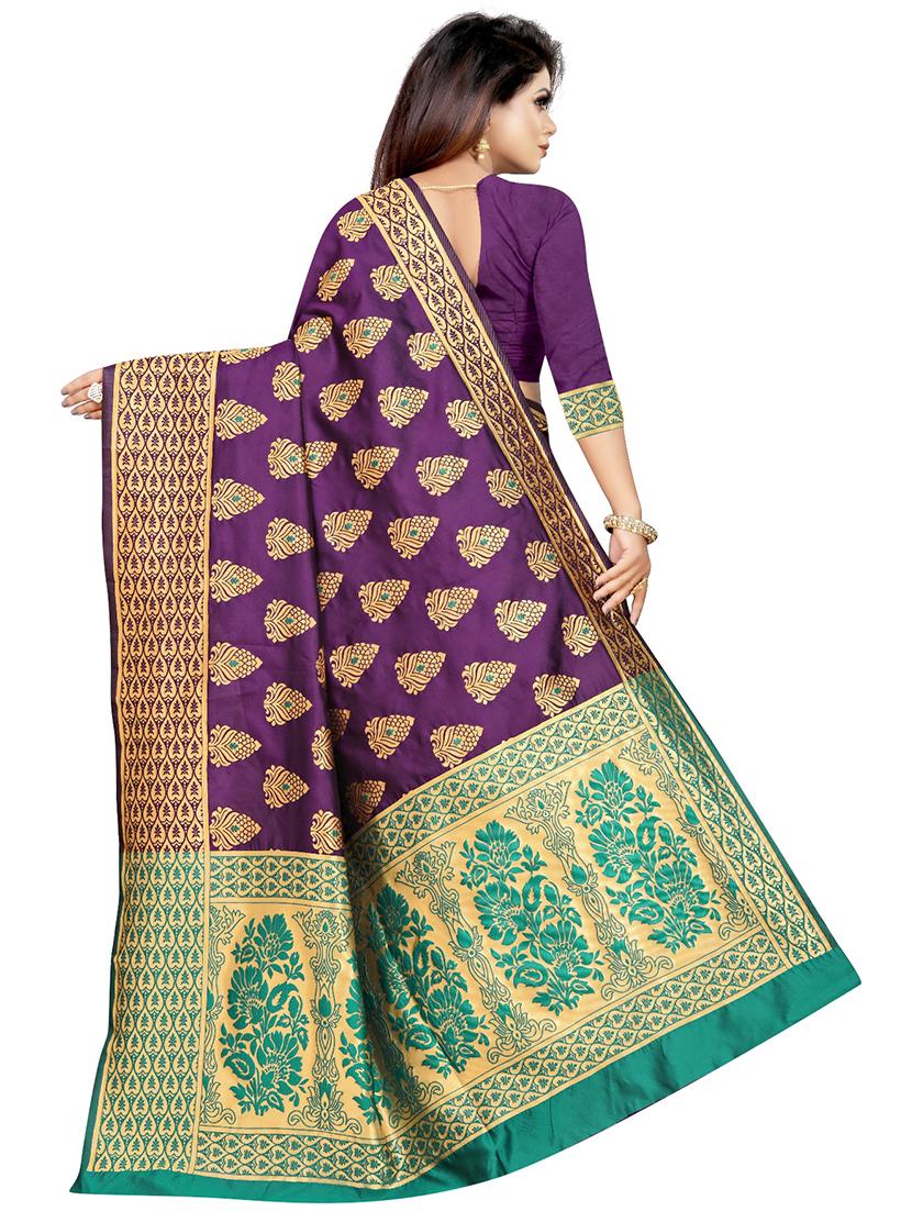 jacquard banarasi saree with blouse - 17691831 - Zoom Image - 2