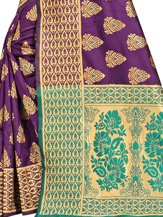 jacquard banarasi saree with blouse - 17691831 - Zoom Image - 4