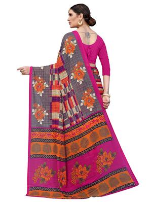 floral printed saree with blouse - 17691834 - Standard Image - 2