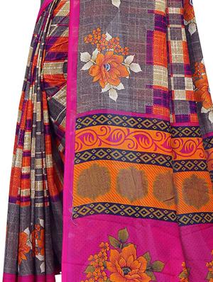 floral printed saree with blouse - 17691834 - Standard Image - 4