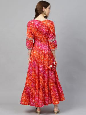 bandhani printed ethnic maxi dress - 17692079 - Standard Image - 3