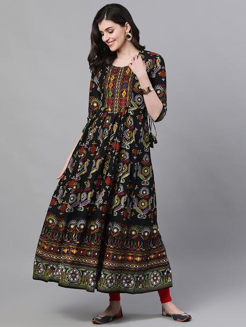 embroidered flared kurta - 17692080 - Standard Image - 1
