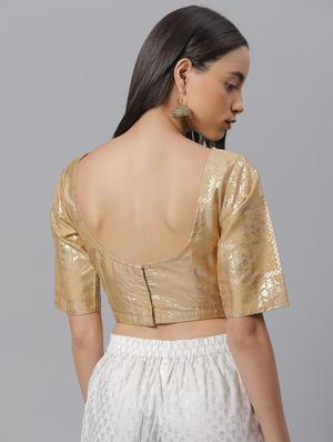 gold art silk printed blouse - 17692150 - Standard Image - 3