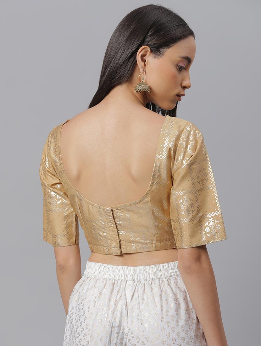 gold art silk printed blouse - 17692150 - Zoom Image - 3