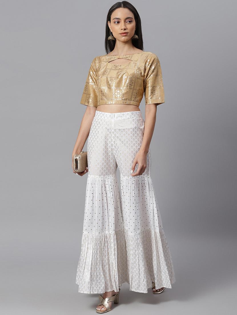 gold art silk printed blouse - 17692150 - Zoom Image - 4