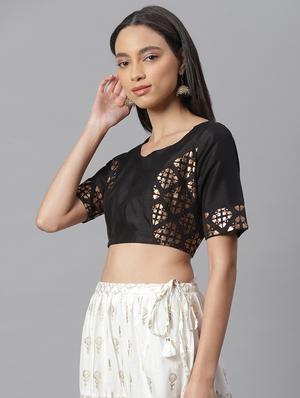 black art silk printed blouse - 17692153 - Standard Image - 2