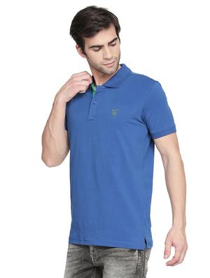 blue solid polo t-shirt - 17692219 - Standard Image - 2