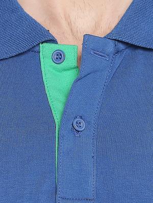 blue solid polo t-shirt - 17692219 - Standard Image - 4