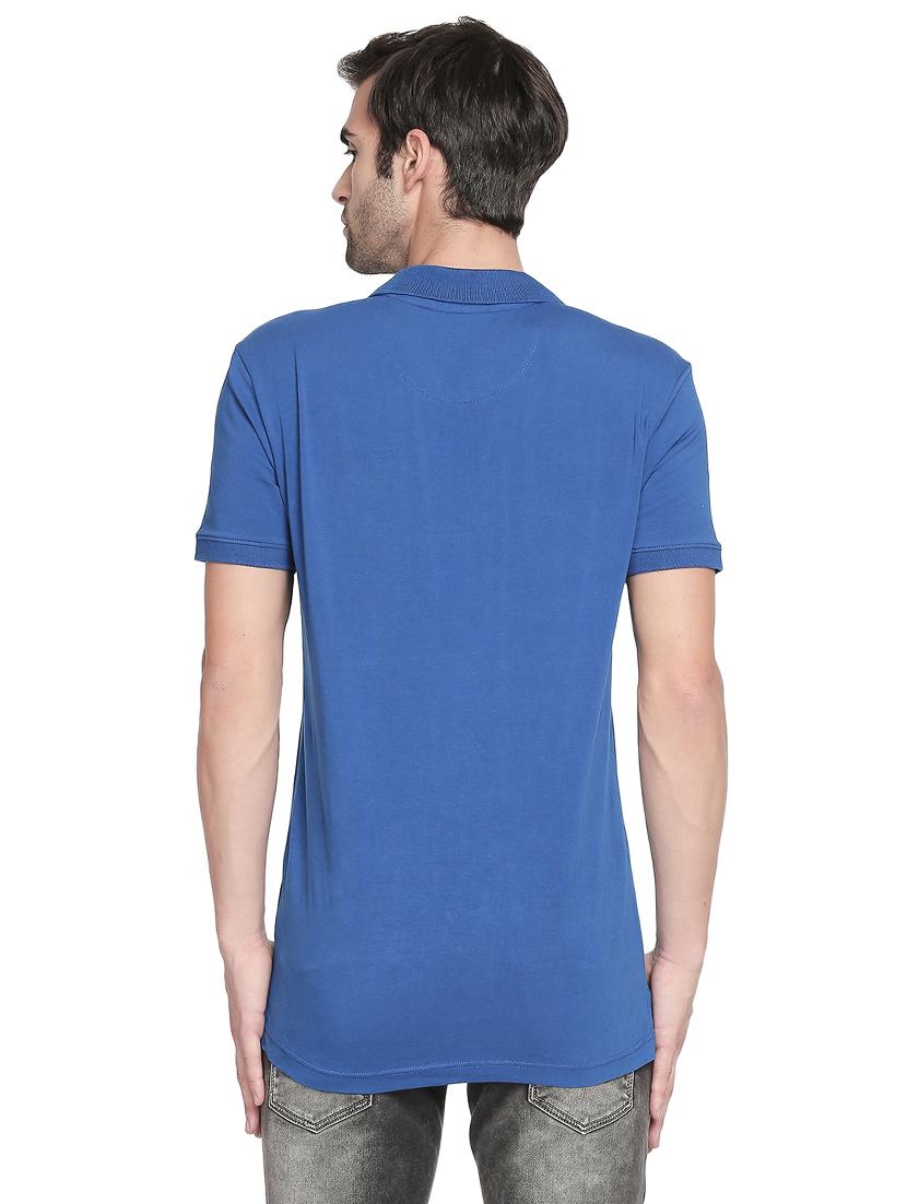 blue solid polo t-shirt - 17692219 - Zoom Image - 3