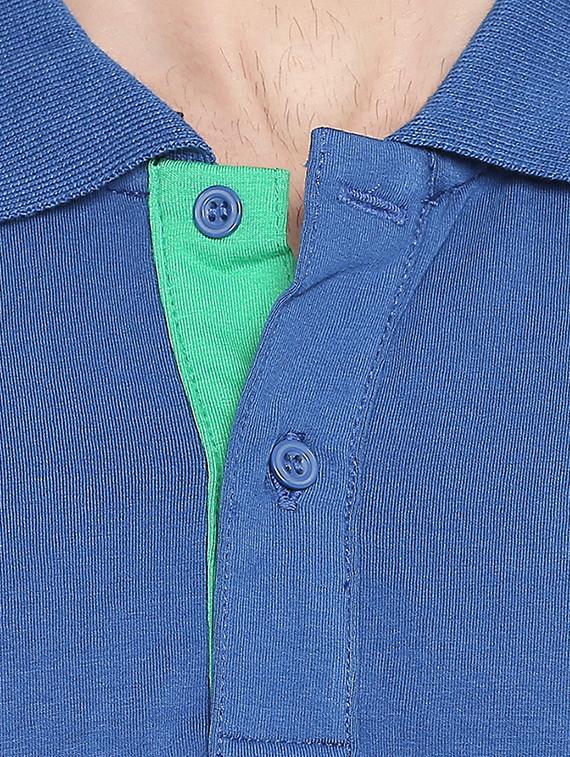blue solid polo t-shirt - 17692219 - Zoom Image - 4