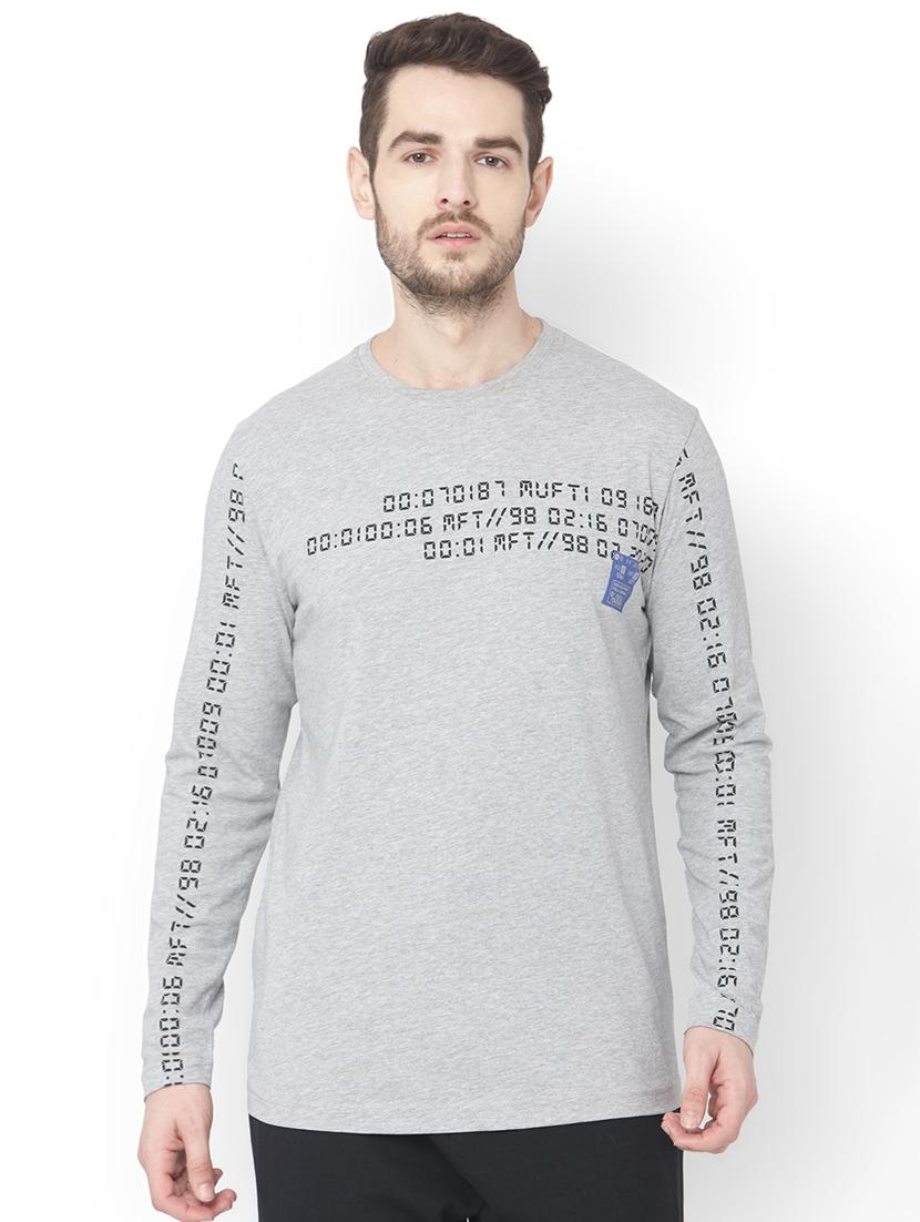 grey typographic over print t-shirt - 17692222 - Zoom Image - 1