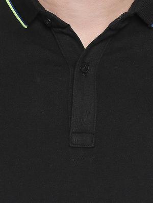black solid polo t-shirt - 17692226 - Standard Image - 4
