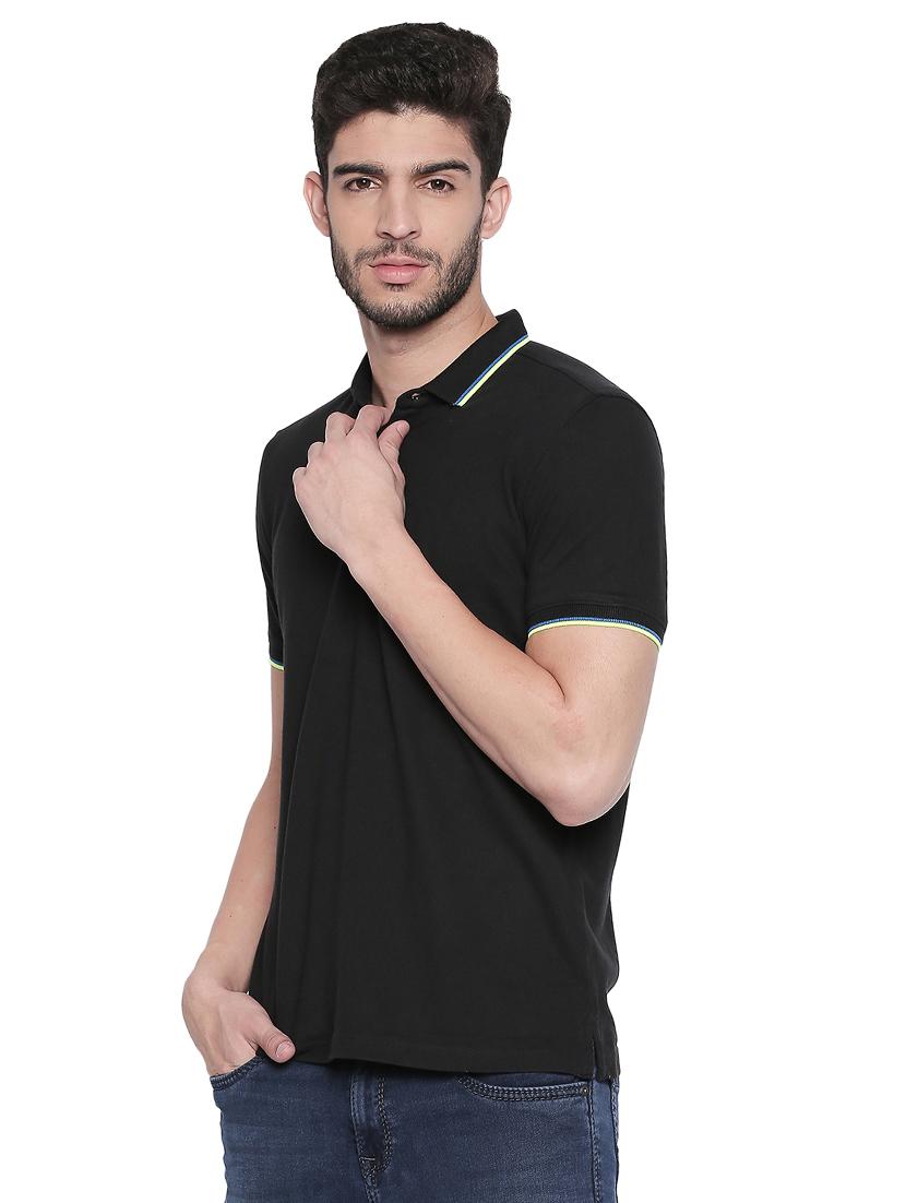 black solid polo t-shirt - 17692226 - Zoom Image - 2