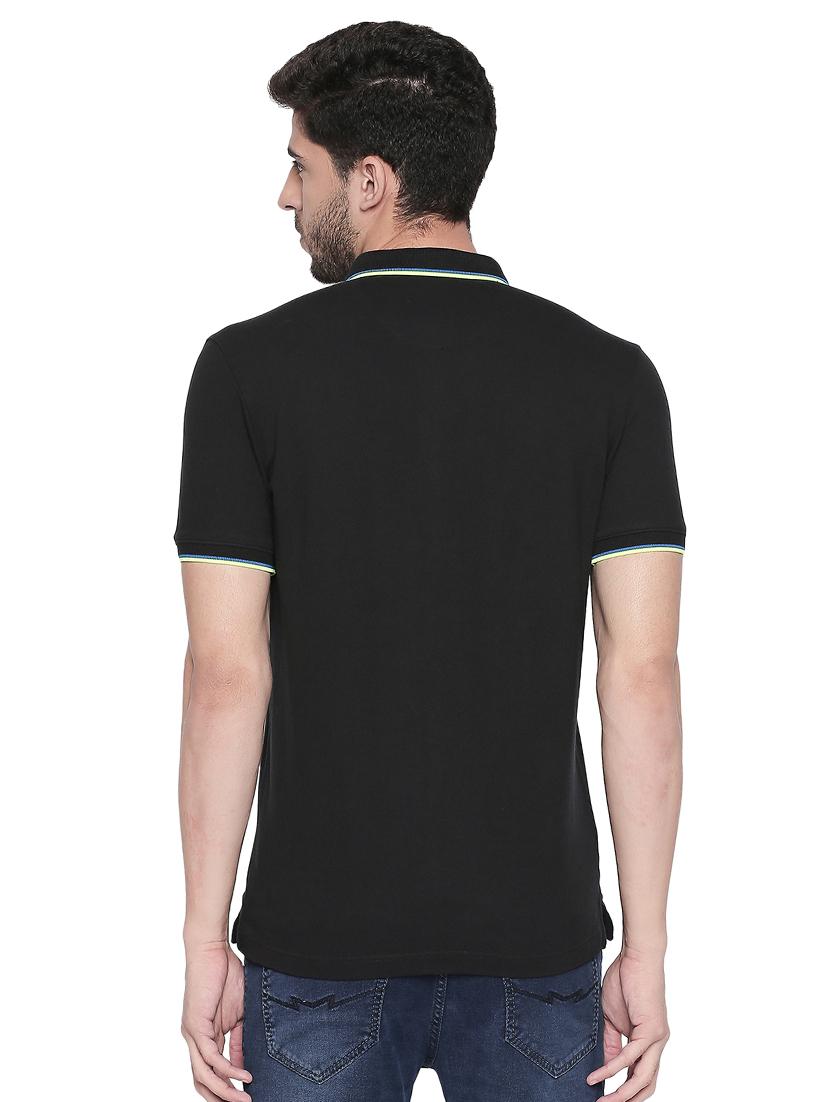 black solid polo t-shirt - 17692226 - Zoom Image - 3