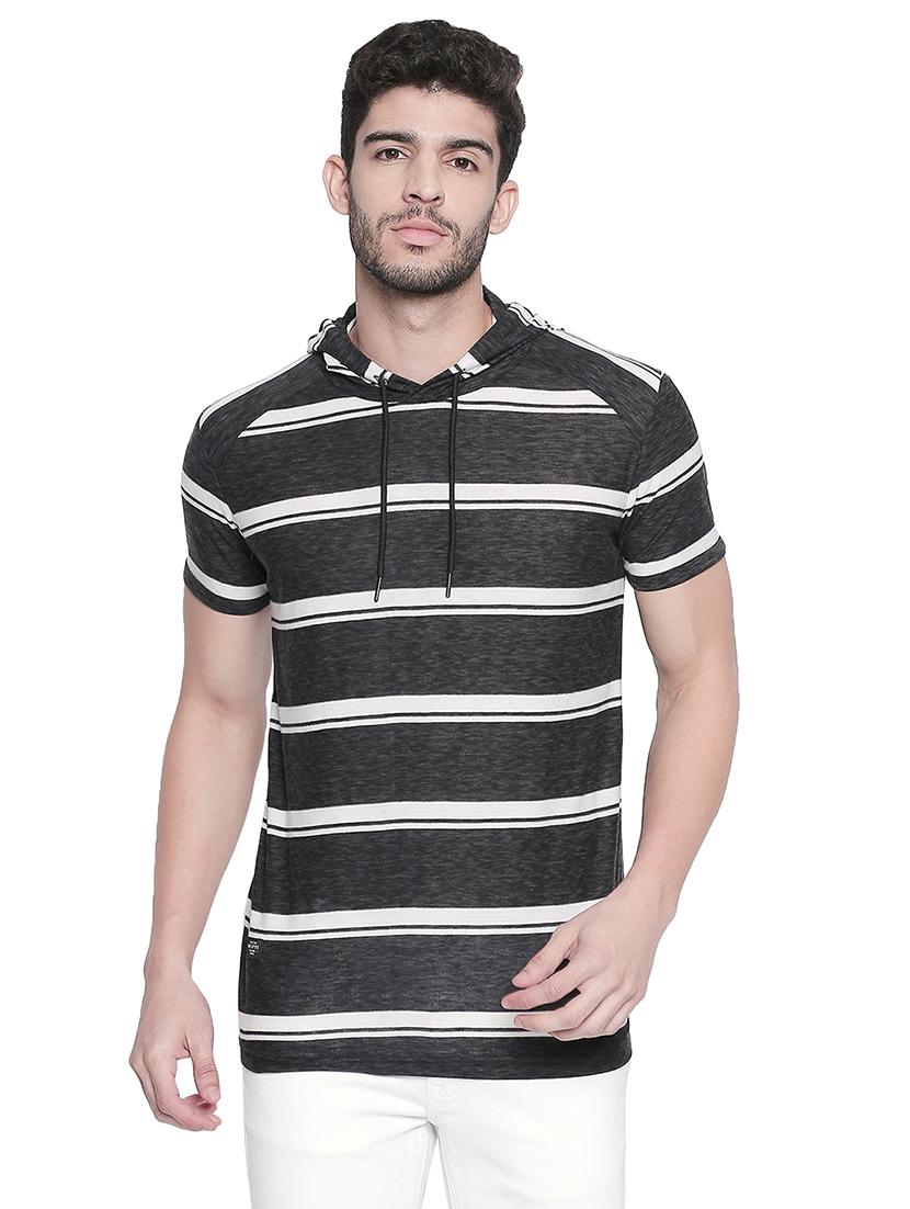 black striped all over print t-shirt - 17692229 - Zoom Image - 1