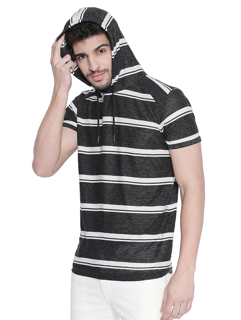 black striped all over print t-shirt - 17692229 - Zoom Image - 2