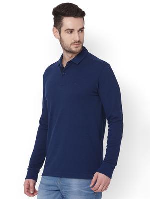 blue solid polo t-shirt - 17692240 - Standard Image - 2