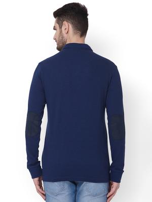 blue solid polo t-shirt - 17692240 - Standard Image - 3