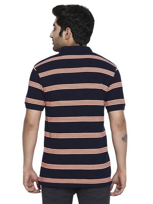 navy blue striped polo t-shirt - 17692243 - Standard Image - 3