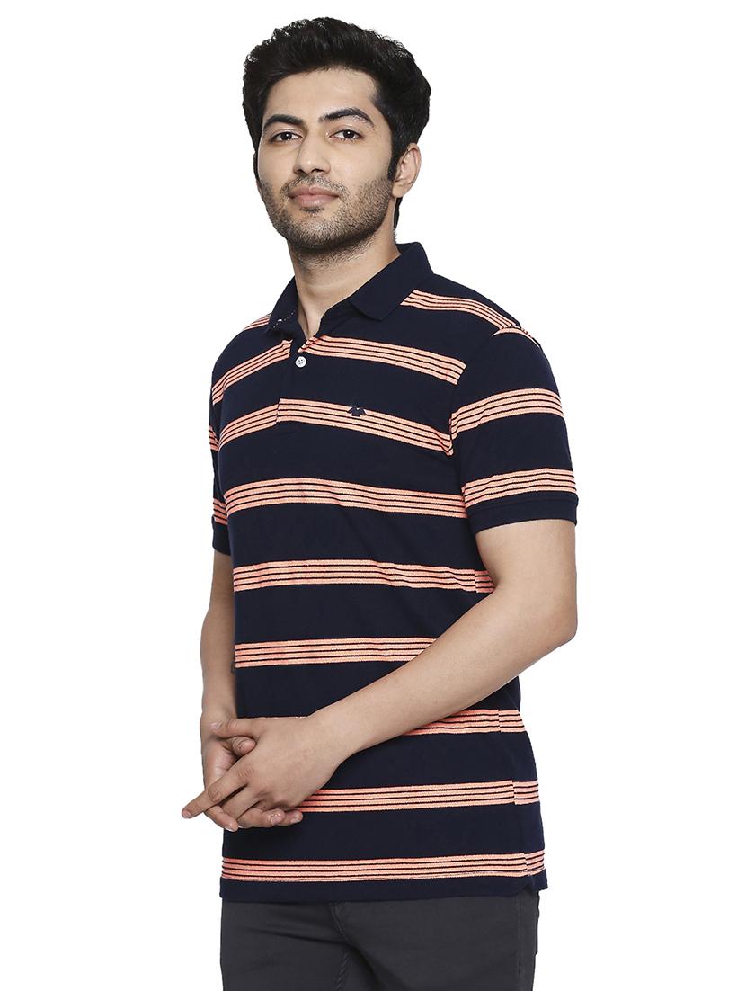 navy blue striped polo t-shirt - 17692243 - Zoom Image - 2