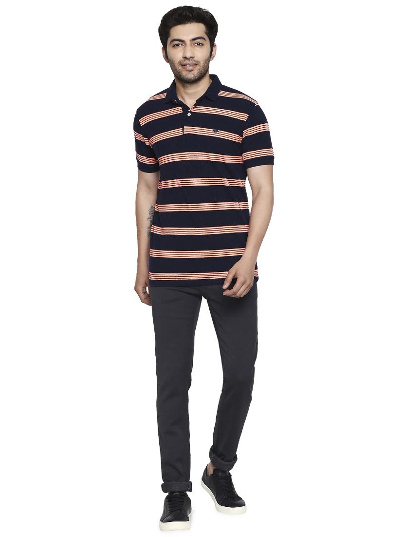 navy blue striped polo t-shirt - 17692243 - Zoom Image - 4