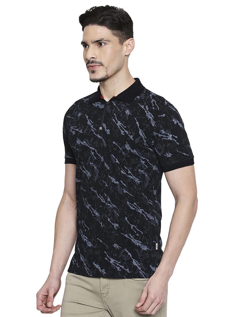 black printed polo t-shirt - 17692245 - Zoom Image - 2