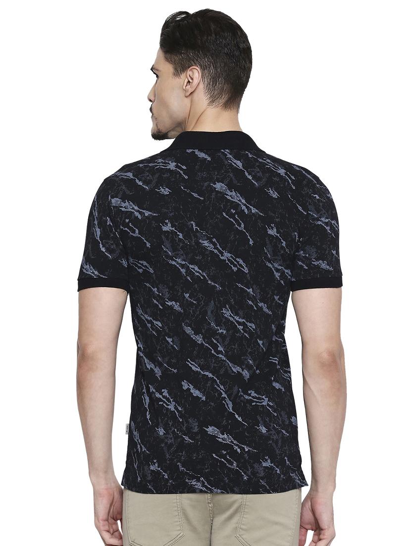 black printed polo t-shirt - 17692245 - Zoom Image - 3
