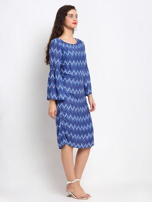 bell sleeved chevron a-line dress - 17692320 - Standard Image - 2