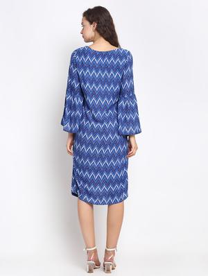 bell sleeved chevron a-line dress - 17692320 - Standard Image - 3