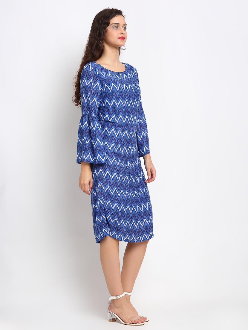 bell sleeved chevron a-line dress - 17692320 - Zoom Image - 2