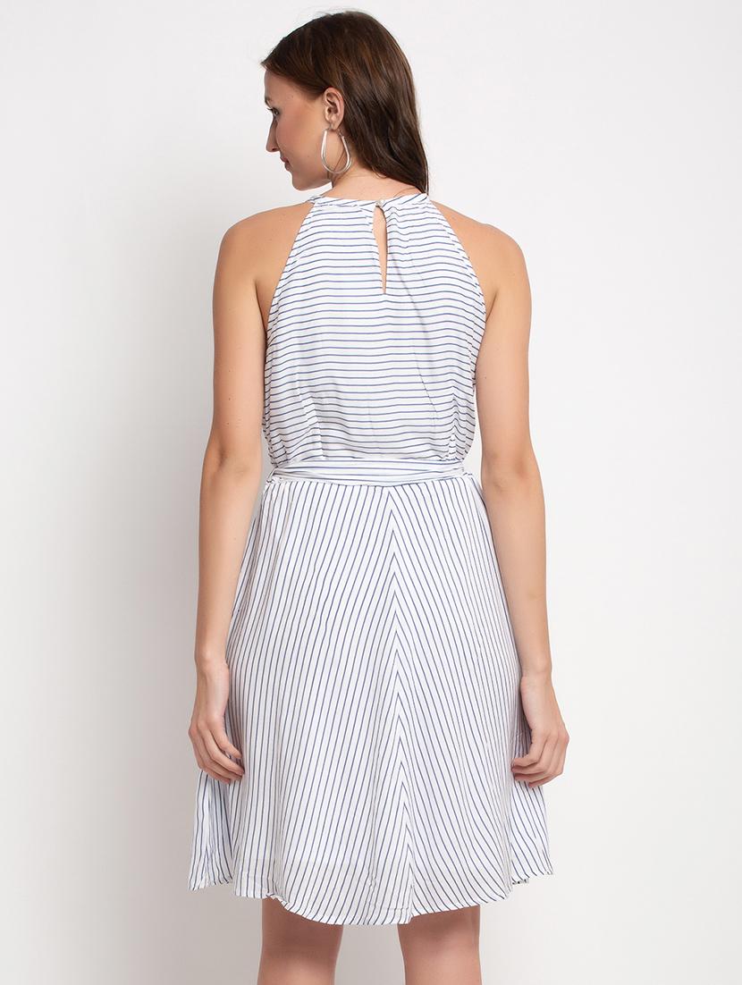 tie front striped fit & flare dress - 17692492 - Zoom Image - 3